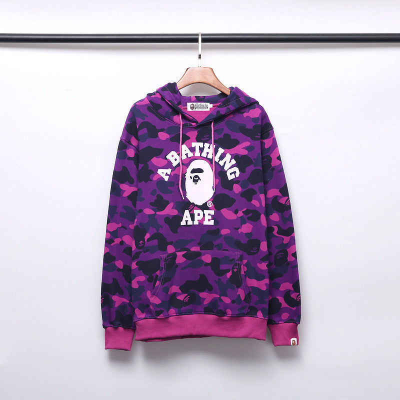Shark Print Hoodie Autumn And Winter Camouflage Printed Cotton Velvet Padded Hooded Sweatshirt