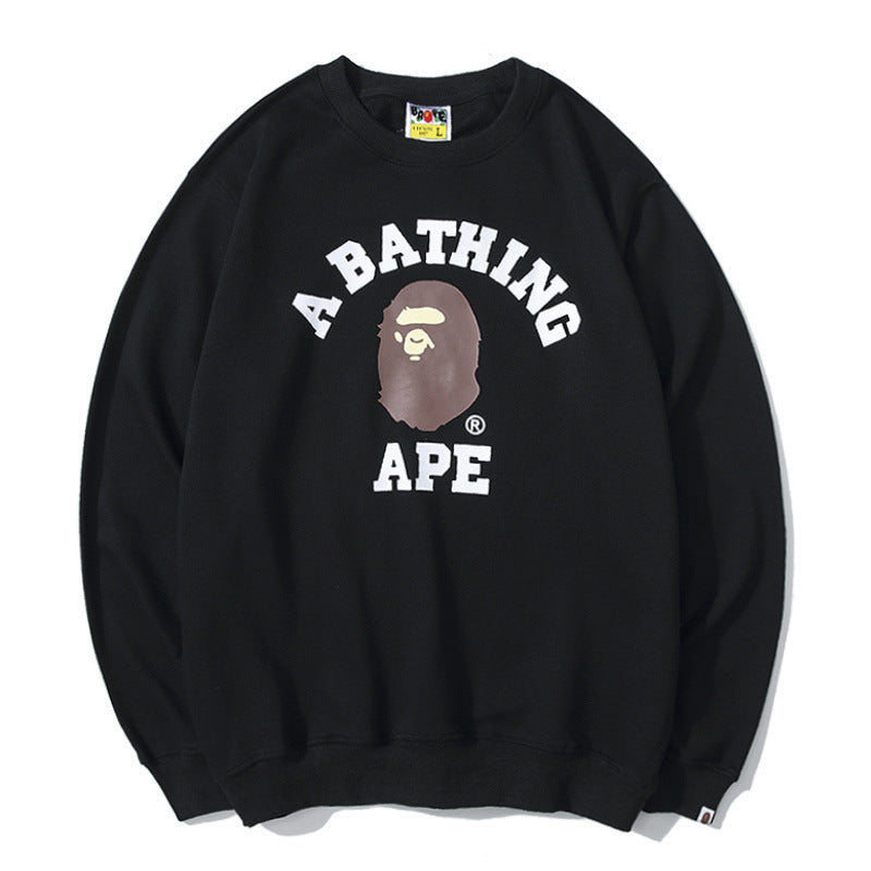 Shark Print Sweatshirts Autumn And Winter Men'S Printed Cotton Terry Round Neck Sweater T-Shirt