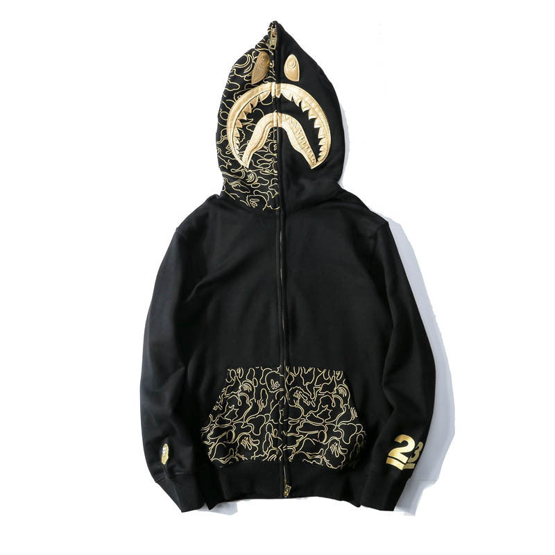 WGM Closing Autumn Men 'S Shark Head Pocket Printed Sweater Coat