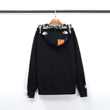 Shark Print Hoodie Fall/Winter Double Hood Camouflage Shark Head Zipper Fleece Padded Coat Sweatshirt