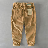 Mens Corduroy Pants Overalls Autumn and Winter Solid Color Japanese Loose Breathable Youth Casual Pants