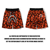 Shark Print Shorts Trendy Brand Shark Ape Head Camouflage Red Shorts Beach Pants