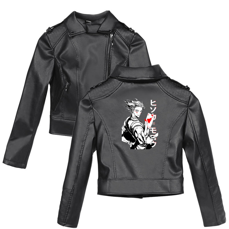 Graphic Leather Jacket Women's Full-time Hunter Street Fashion Casual Women's Leather Jacket