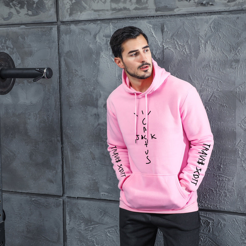 Men Graphic Hoodie Fall/Winter Travis Scott Jack Men's and Women's Printed Velvet Padded Hooded Sweatshirt
