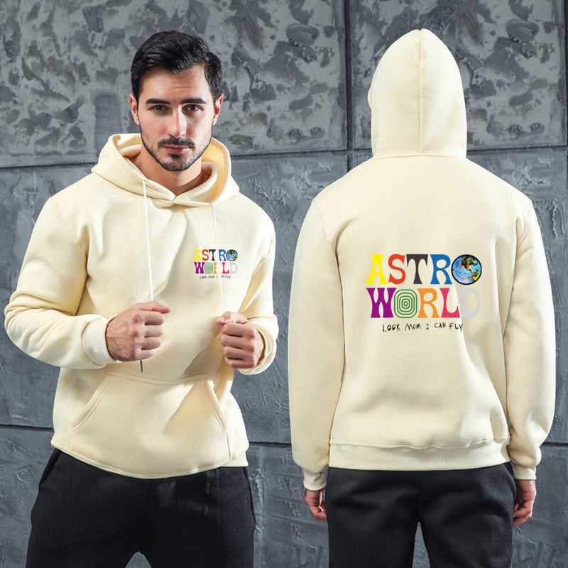 Men Graphic Hoodie Singer Travis Scott Astroworld Men's and Women's Printed Velvet Padded Hooded Sweatshirt