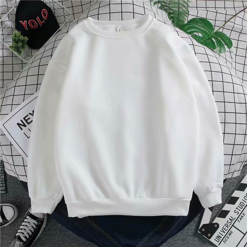Men Sweatshirts Solid Color Hoodie Men's Loose round Neck Autumn and Winter Coat