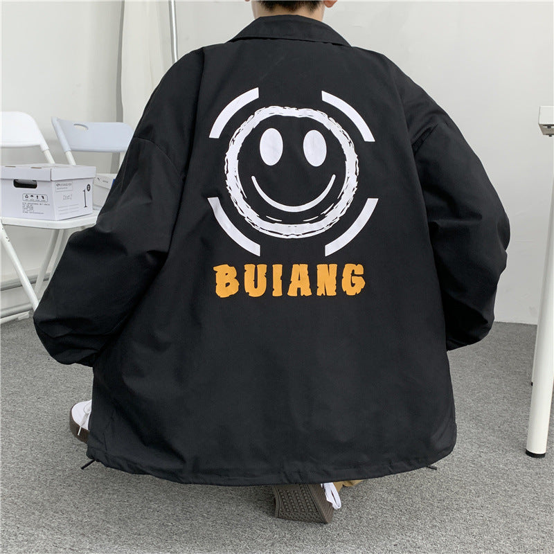 College Jacket Autumn Retro Personalized Cardigan Jacket Male Student Loose Baseball Uniform Top