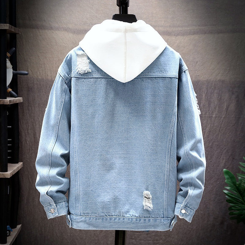 Men Denim Jacket Men's Spring and Autumn Loose Jacket