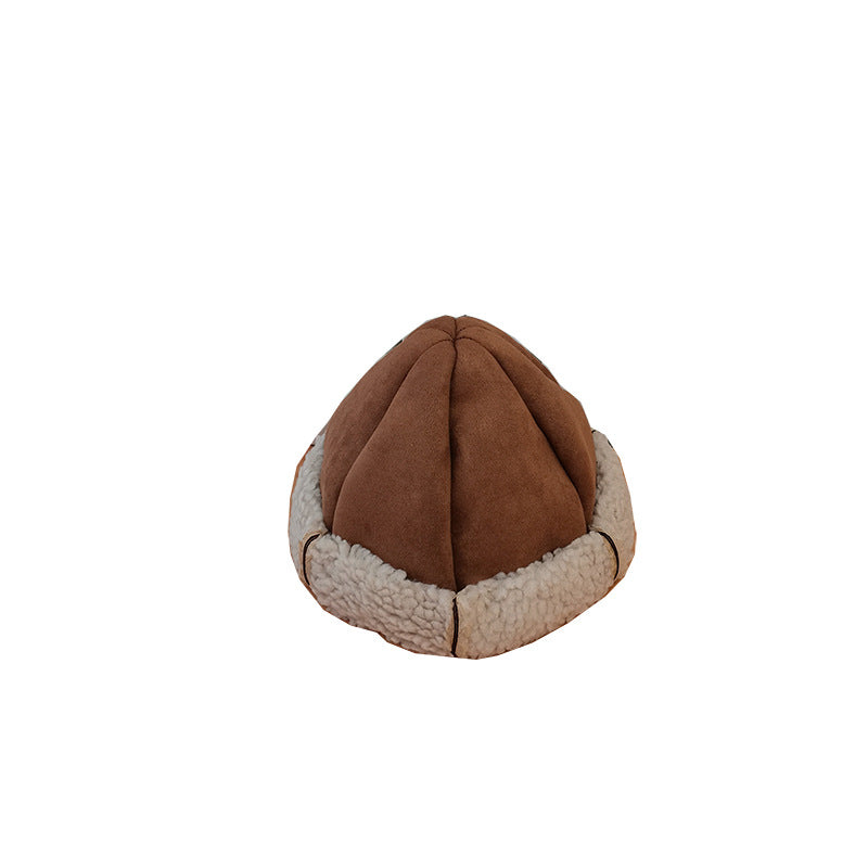 Beanies Wool Ushanka Women's Autumn and Winter Warm Ear Protection Thickened Fleece Baby's Knit Hat