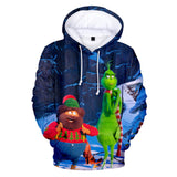 Grinch Hoodie Hooded Fleece-Lined Christmas Clothing