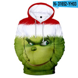 Grinch Hoodie Hooded Fleece-Lined Christmas Clothing