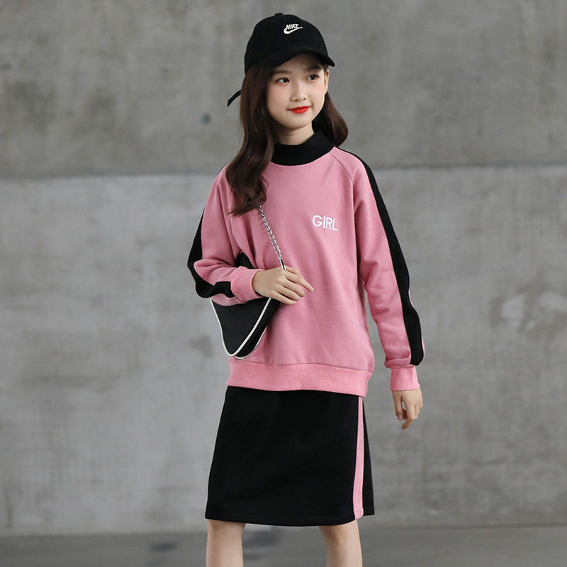 Baby Girls' Sweater Suit Short Skirt Two-Piece Set Spring and Autumn Children Girl's Dress