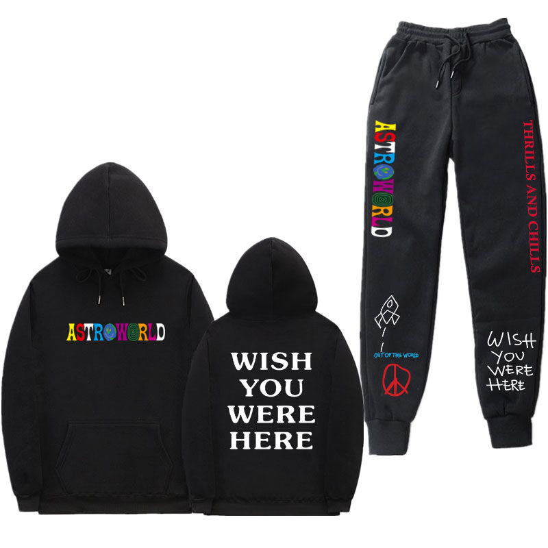 Travis Scott Astroworld Hoodie & Pant 2 Piece Set Sweater Suit Fashion Casual Men and Women