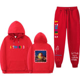 Travis Scott Astroworld Hoodie & Pant 2 Piece Set Travis Scott Astroworld Sweater Suit Fashion Casual Men