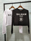 T Shirt Balmain Autumn and Winter Printed Letter Pure Cotton Short Sweater