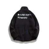Orange Varsity Jacket Men's Lamb Wool Jacket Men's Winter Embroidery Loose Lapel Jacket