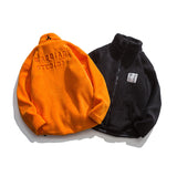 Orange Varsity Jacket Men's Lamb Wool Jacket Men's Winter Embroidery Loose Lapel Jacket