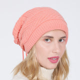 Women Winter Hats Winter Fleece-Lined Knitted Men's and Women's Set Earmuffs Hat