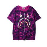 Shark Print T Shirt Spring And Summer Short-Sleeved T-Shirt Printed Men'S And Women'S Fashion All-Matching