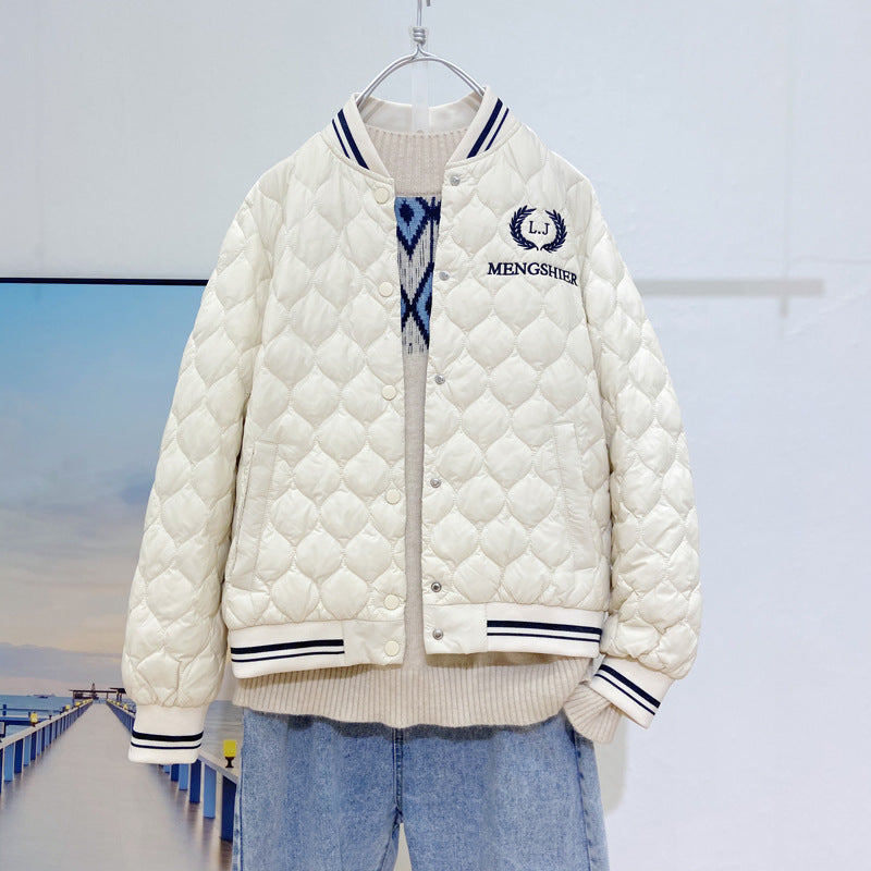 Women Winter Coats Puffer Jacket Down Coat Autumn and Winter Baseball Uniform Down Jacket Sports White Duck Down Coat