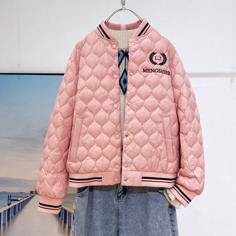 Women Winter Coats Puffer Jacket Down Coat Autumn and Winter Baseball Uniform Down Jacket Sports White Duck Down Coat