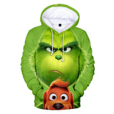 Grinch Hoodie Grinch Hooded Hoodie Fleece-Lined