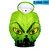 Grinch Hoodie Grinch Hooded Hoodie Fleece-Lined