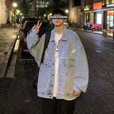 Men Denim Jacket Fall Denim Jacket Male Baggy Casual Jacket