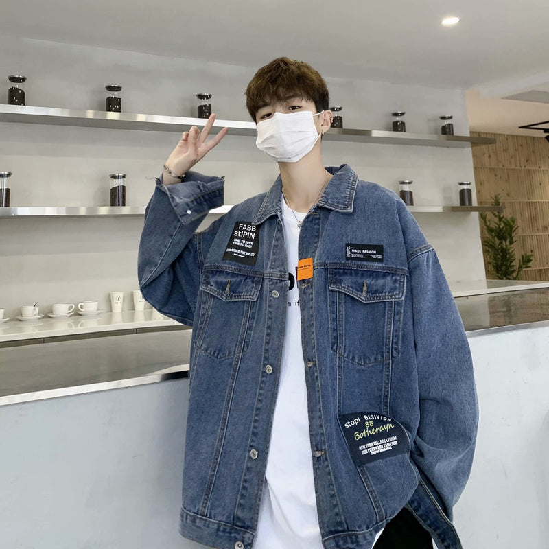 Men Denim Jacket Men Spring And Autumn Leisure Loose Jacket