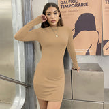 Hot Women In Tight Dresses Sexy Round Neck Long Sleeve Autumn And Winter Dress For Women