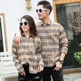 Father Son Matching Dress Shirts Autumn Plaid Shirt Long Sleeve Mother and Child Shirt