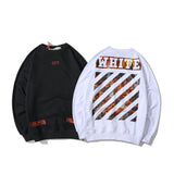 off Men's Slanted Stripe Cotton round Neck Sweater sweatshirt