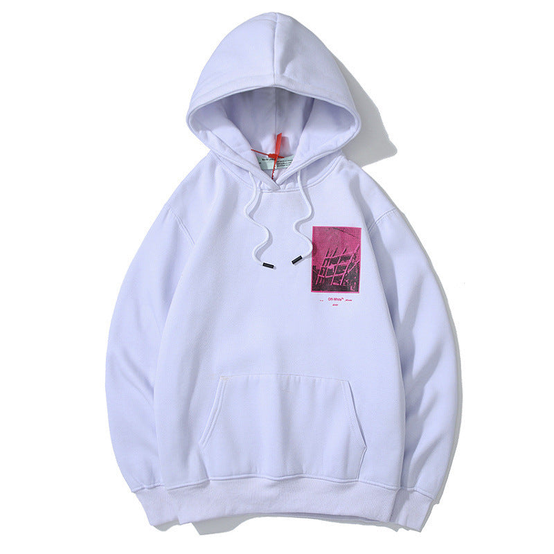 Autumn and Winter Rose Red Arrow Velvet Padded Hooded Sweatshirt Male and Female Couples Wear hoodie