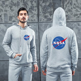 Men Graphic Hoodie Fashion NASA Logo Velvet Padded Hooded Sweatshirt Men and Women Youth Fashion Warm Hoodie