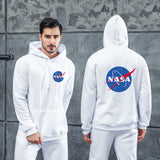 Men Graphic Hoodie Fashion NASA Logo Velvet Padded Hooded Sweatshirt Men and Women Youth Fashion Warm Hoodie