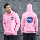 Men Graphic Hoodie Fashion NASA Logo Velvet Padded Hooded Sweatshirt Men and Women Youth Fashion Warm Hoodie