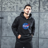 Men Graphic Hoodie Fashion NASA Logo Velvet Padded Hooded Sweatshirt Men and Women Youth Fashion Warm Hoodie