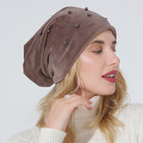 Women Winter Hats Autumn and Winter Women's Hot Drilling Sleeve Cap Fashion Warm