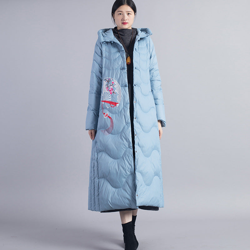 Women Winter Coats Puffer Jacket Down Coat Embroidered Down Jacket Women's White Duck Down Wedding Robe