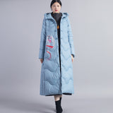 Women Winter Coats Puffer Jacket Down Coat Embroidered Down Jacket Women's White Duck Down Wedding Robe
