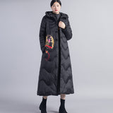 Women Winter Coats Puffer Jacket Down Coat Embroidered Down Jacket Women's White Duck Down Wedding Robe