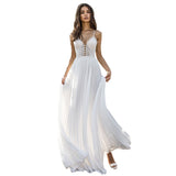 Women Lace Wedding Dress Sexy Lace Deep V Dress