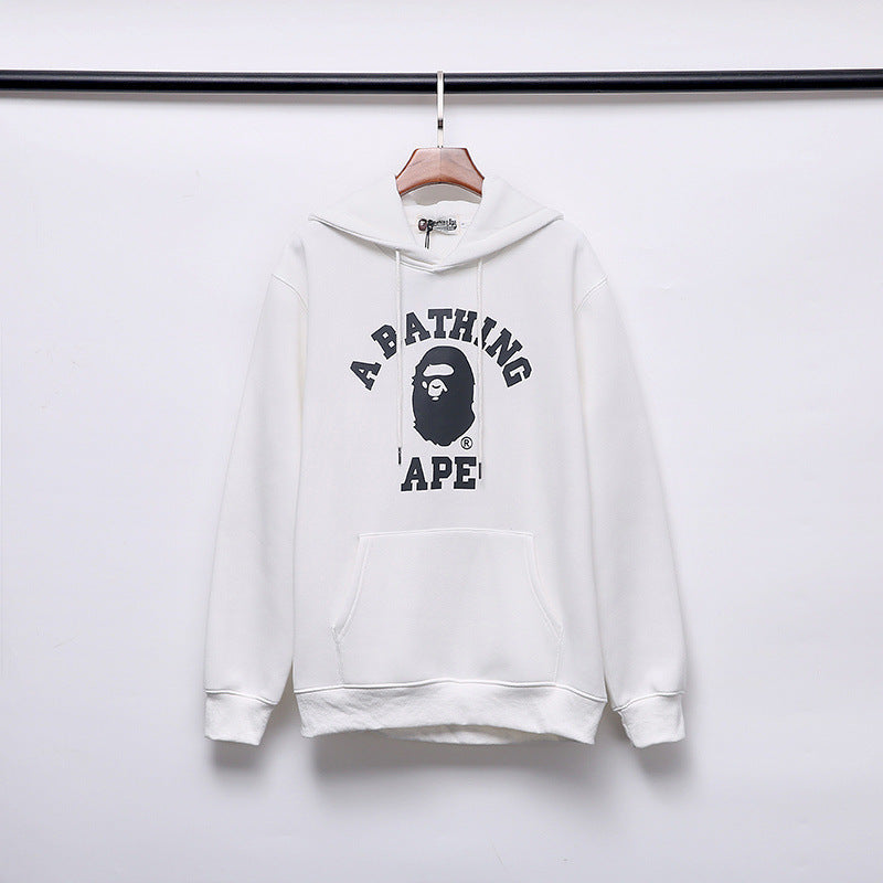 Shark Print Hoodie Autumn And Winter Printed Cotton Velvet Padded Hooded Sweatshirt