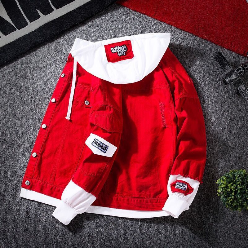 Men Denim Jacket Men's Denim Coat Autumn and Winter Loose Slim Fit