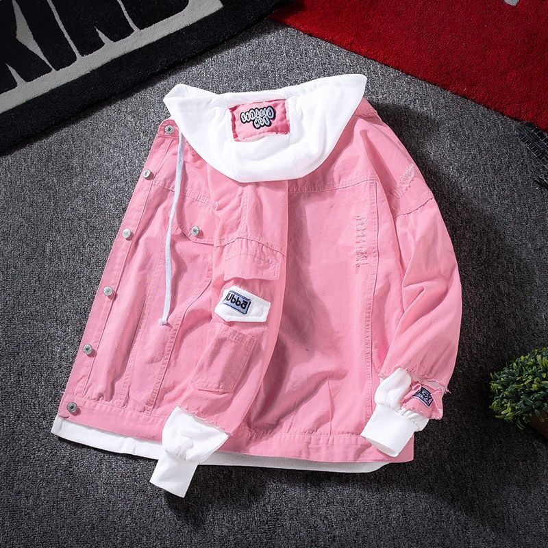 Men Denim Jacket Men's Denim Coat Autumn and Winter Loose Slim Fit