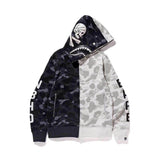 Shark Print Hoodie Black And White Stitched Camouflage Yin And Yang Skull Couples Coat Hoodie Sweater