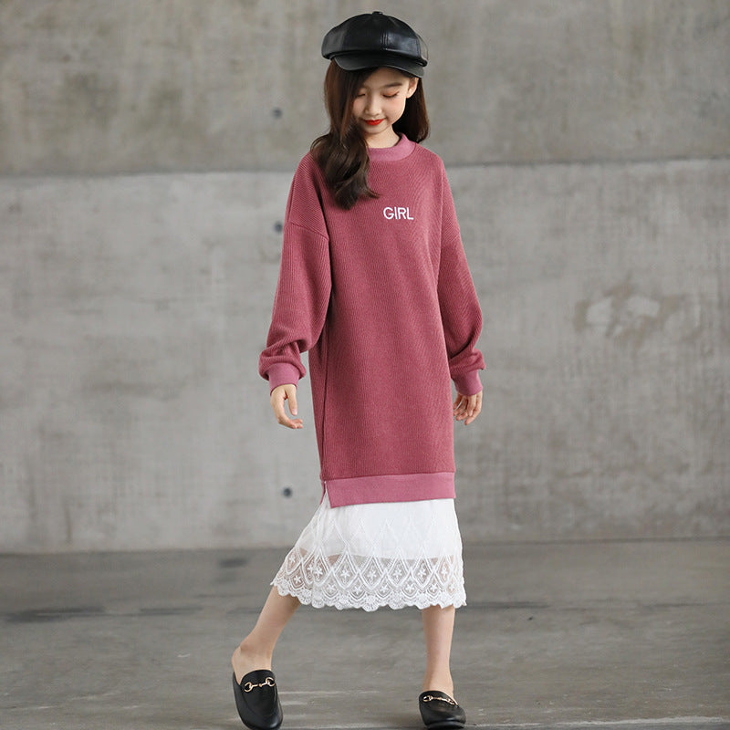 Children's Knitwear Spring, Autumn and Winter Long Sweater Dress Children GIRL'S Dress