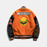 Orange Varsity Jacket Winter New Work Clothes Casual Multicolor Letter Print Jacket