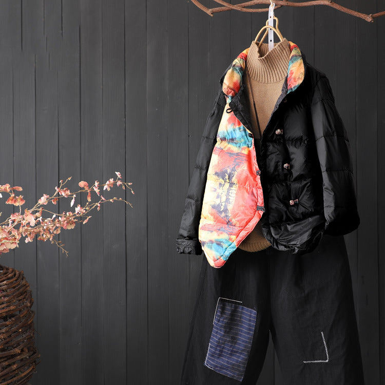 Women Winter Coats Puffer Jacket Down Coat New Winter Clothes Women's Short Down Jacket Fashion Printing White Duck Down Coat