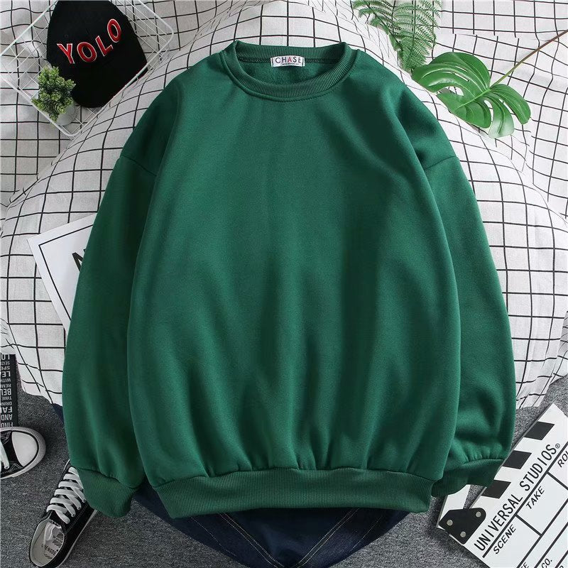 Men Sweatshirts Solid Color Hoodie Men's Loose round Neck Autumn and Winter Coat